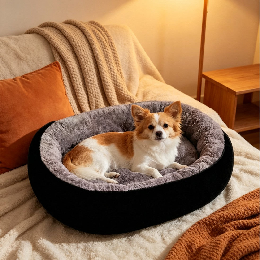 Cama Acolchada y Lavable de Felpa para Perros y Gatos