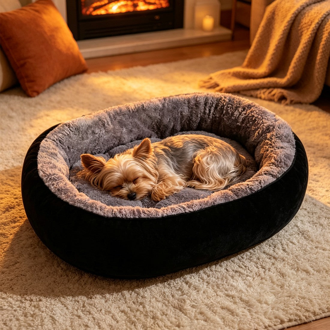 Cama Acolchada y Lavable de Felpa para Perros y Gatos